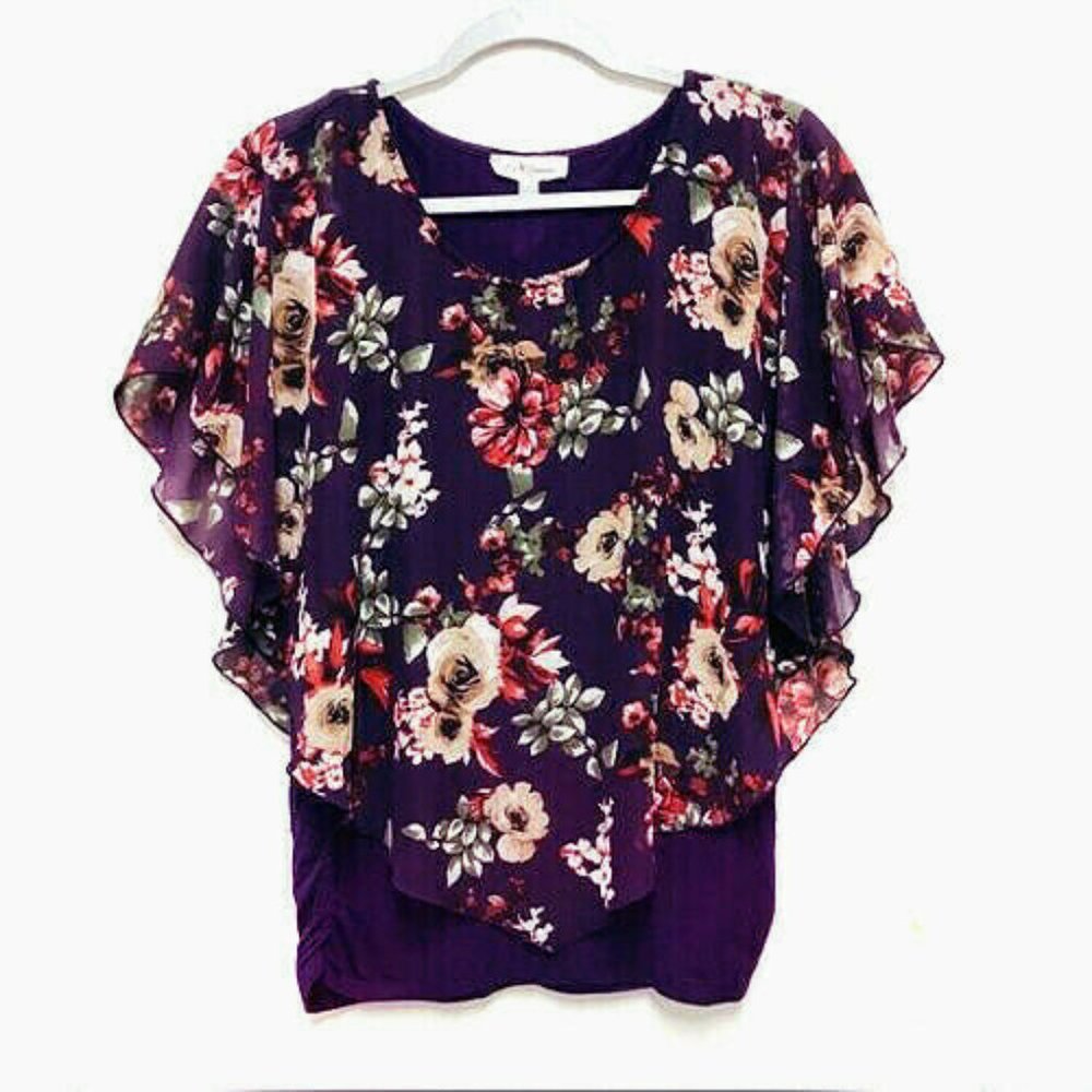 Elegant Women's Blouse with Flowers Chiffon Cotton